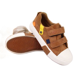 Baskets basses en cuir écologique Big Star Jr II374017 camel blanche