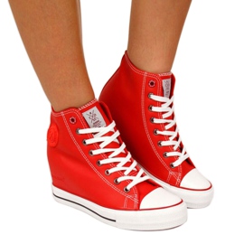 Baskets compensées Cross Jeans W II2R4026C rouge blanche