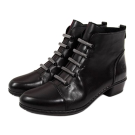 Bottes en cuir, talons hauts, Rieker W Y0769 noir le noir