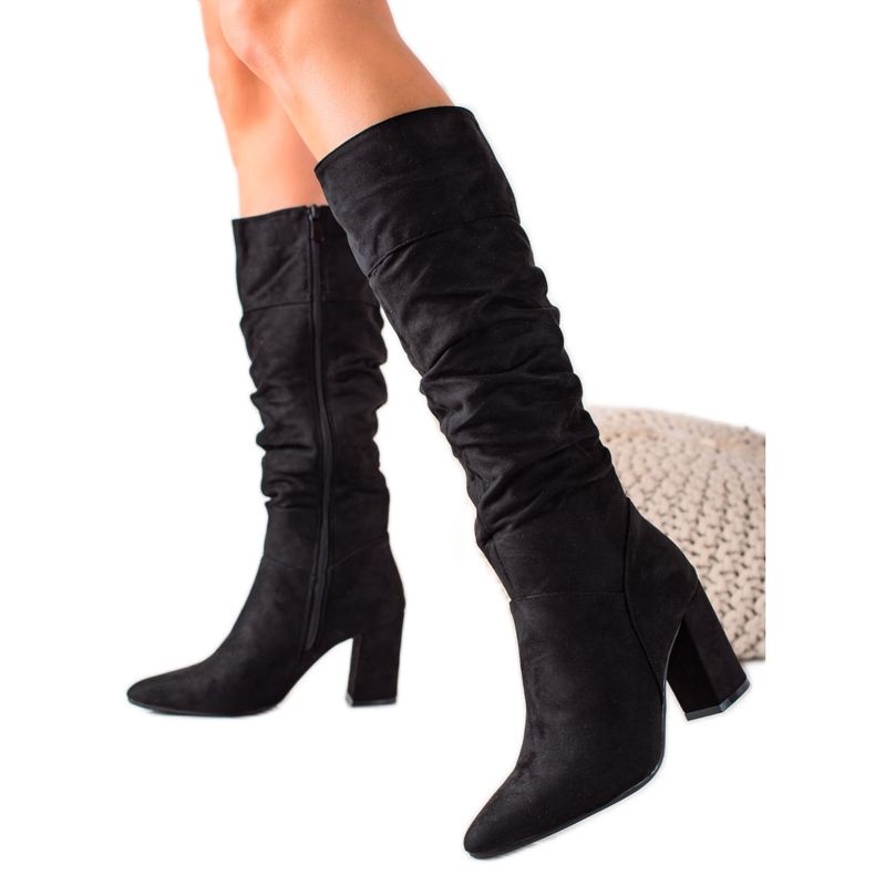 Boots à tige VINCEZA plissée le noir