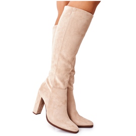 PS1 Bottines Chaudes Femme Talon Beige Finner PS1 Bottines Chaudes Femme Talon Beige Finner