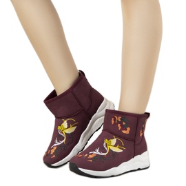 Bottes de neige bordeaux avec broderie Jamil rouge