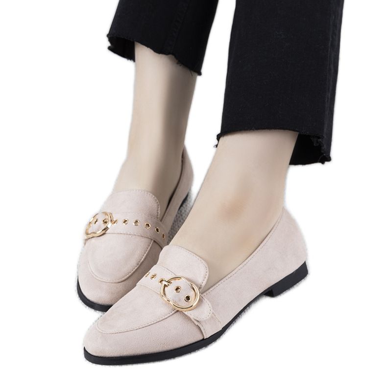 Mocassins beiges avec ornement Verreau doré