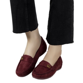 Mocassins bordeaux sur talon compensé Linette caché rouge