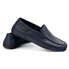 Polbut Mocassins homme cuir grainé 2105 bleu marine