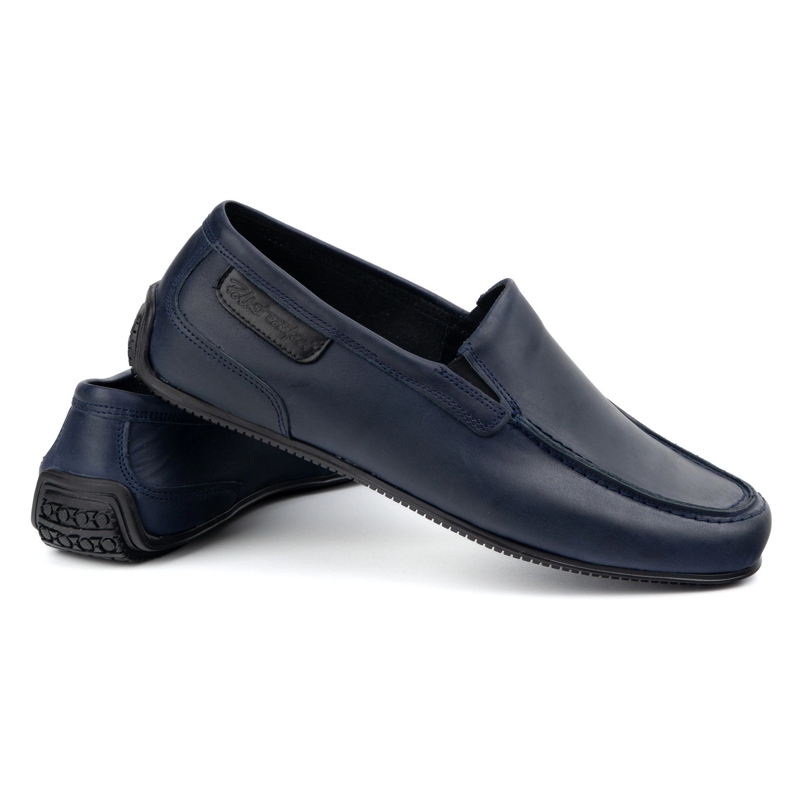 Polbut Mocassins homme cuir grainé 2105 bleu marine