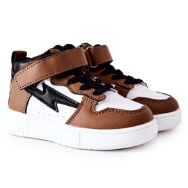 FR1 Chaussures de sport hautes pour enfants, blanc et marron Bartnie brun noir
