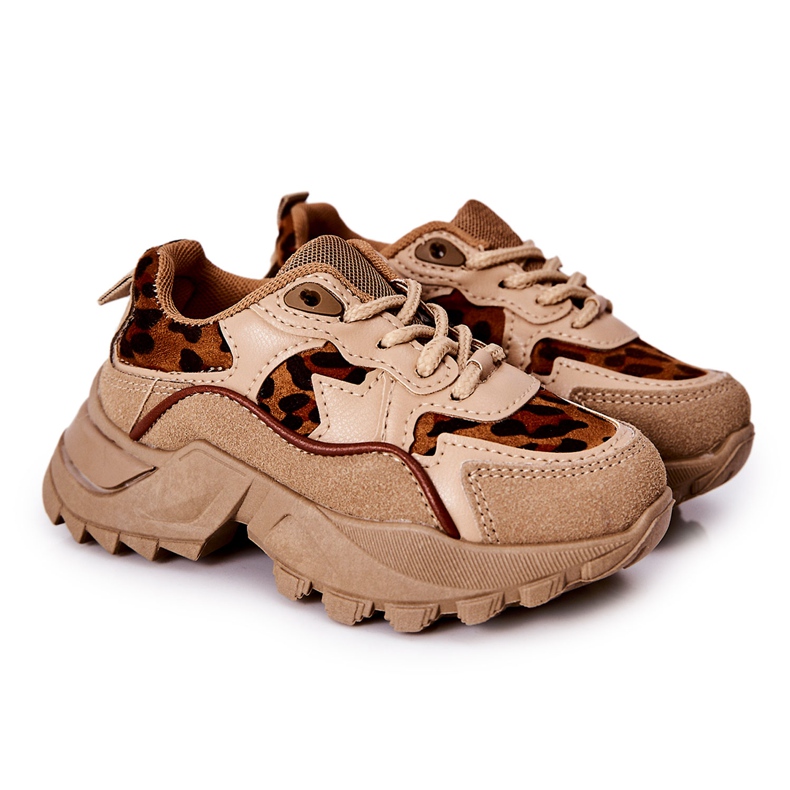 FR1 Chaussures Sport Enfant Baskets Beige-Marron Nila brun