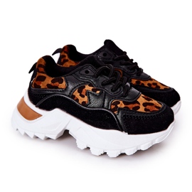 FR1 Chaussures Sport Enfant Baskets Marron et Noir Nila blanc brun