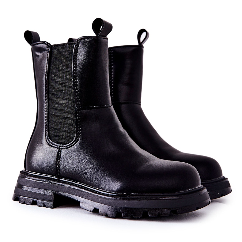 FR1 Bottes chaudes noires pour enfants Alanya le noir