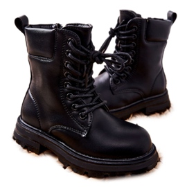 FR1 Bottes noires classiques pour enfants avec fermeture éclair Clarika