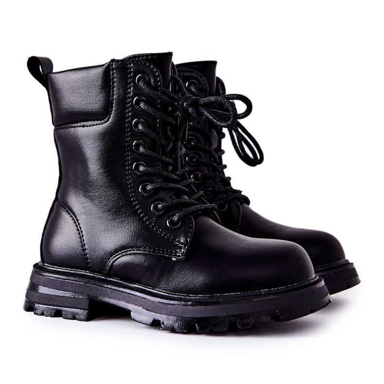 FR1 Bottes Dollay noires pour enfants avec boucle le noir