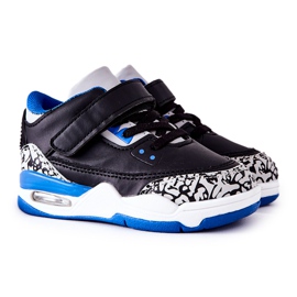 FR1 Chaussures de sport pour enfants en lin noir et bleu blanc