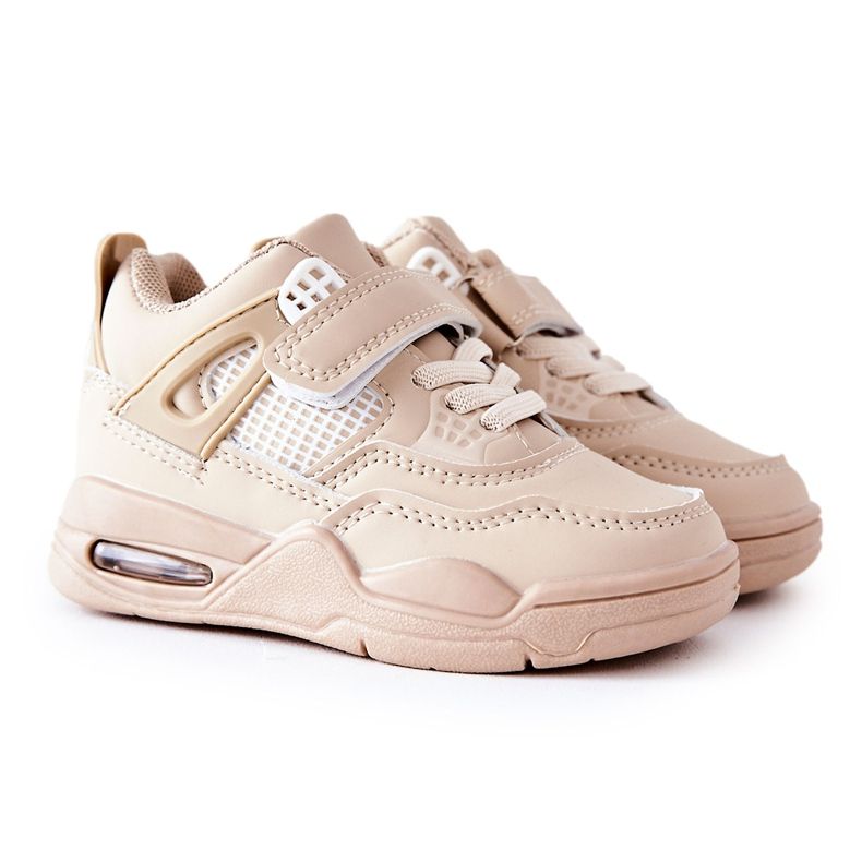 FR1 Chaussures de sport en cuir pour enfants Beige Marisa blanche