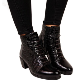 Bottes en cuir sur un bloc Rieker W Y2162-01 noir le noir