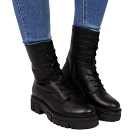 Bottes en cuir Goe II2N4099 W noir le noir