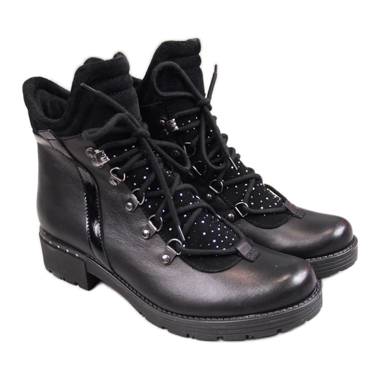 Boots en cuir avec oxydes de zirconium Dolce Pietro W P56 noir le noir