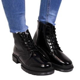 Bottines en cuir verni Filippo W PAW278B noir beige blanc