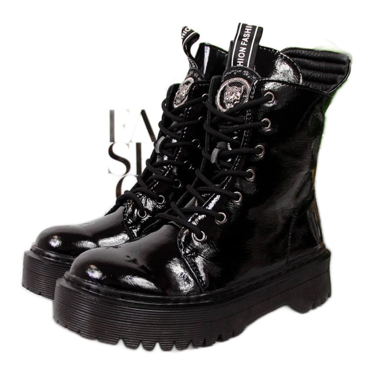 Boots cuir laqué noir Filippo W PAW297 le noir