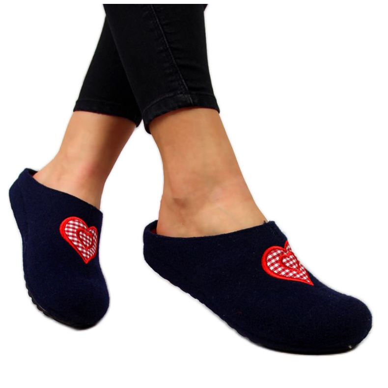 Chaussons d'intérieur avec coeur Panto Fino W INT1631 bleu marine Chaussons d'intérieur avec coeur Panto Fino W INT1631 bleu marine