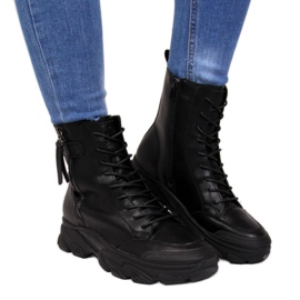 Bottes en cuir sur la plate-forme Goe W II2N4031 noir le noir