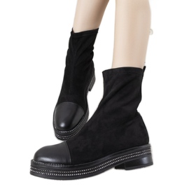 Bottines noires avec oxyde de zirconium My Way le noir