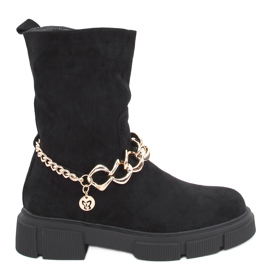 Bottines plates avec chaîne Solve Black le noir