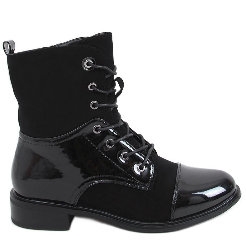 Bottines en cuir verni Nina Noir le noir