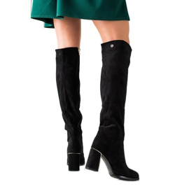 Goodin Bottes en daim élégantes le noir