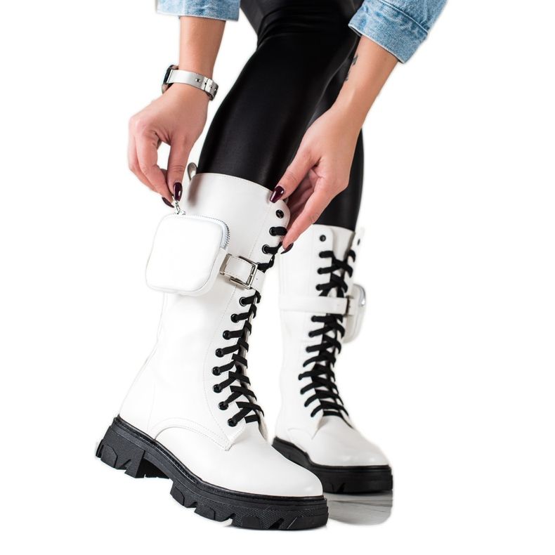 TRENDI Bottes blanches sur la plate-forme TRENDI Bottes blanches sur la plate-forme