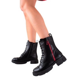 Goodin Trappeurs chauds avec fermeture éclair rouge noir