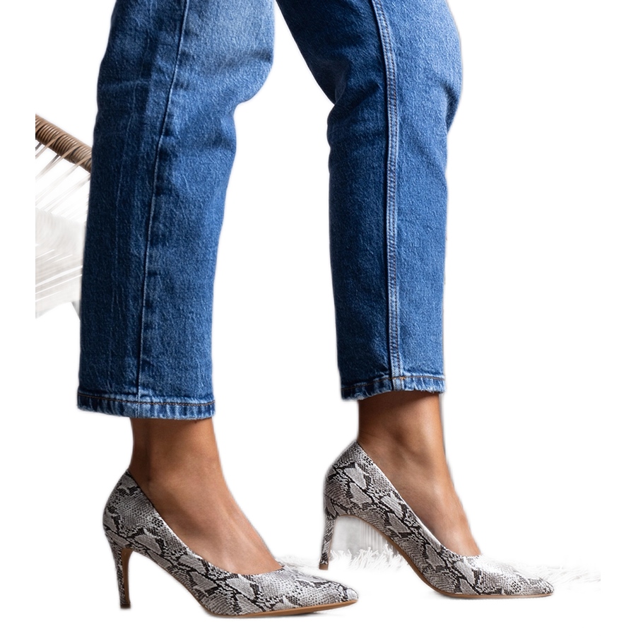 Escarpins beiges motif peau de serpent Nickle le noir KeeShoes