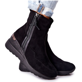 PE1 Bottines compensées en daim noires Athelaine