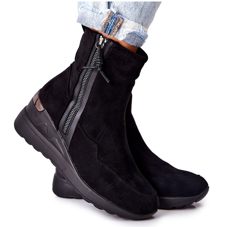 PE1 Bottines compensées en daim noires Athelaine le noir