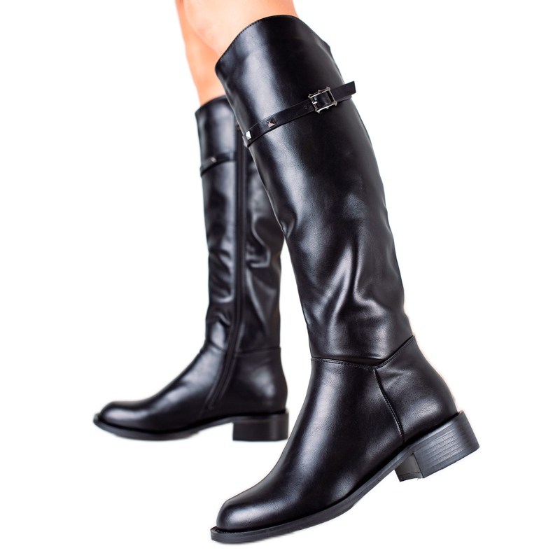 Goodin Bottes élégantes en cuir écologique le noir Goodin Bottes élégantes en cuir écologique le noir