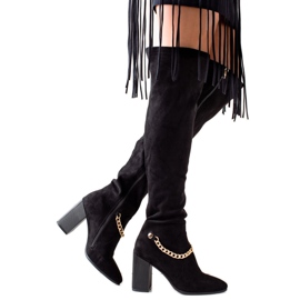 Goodin Cuissardes en daim avec une chaîne noir