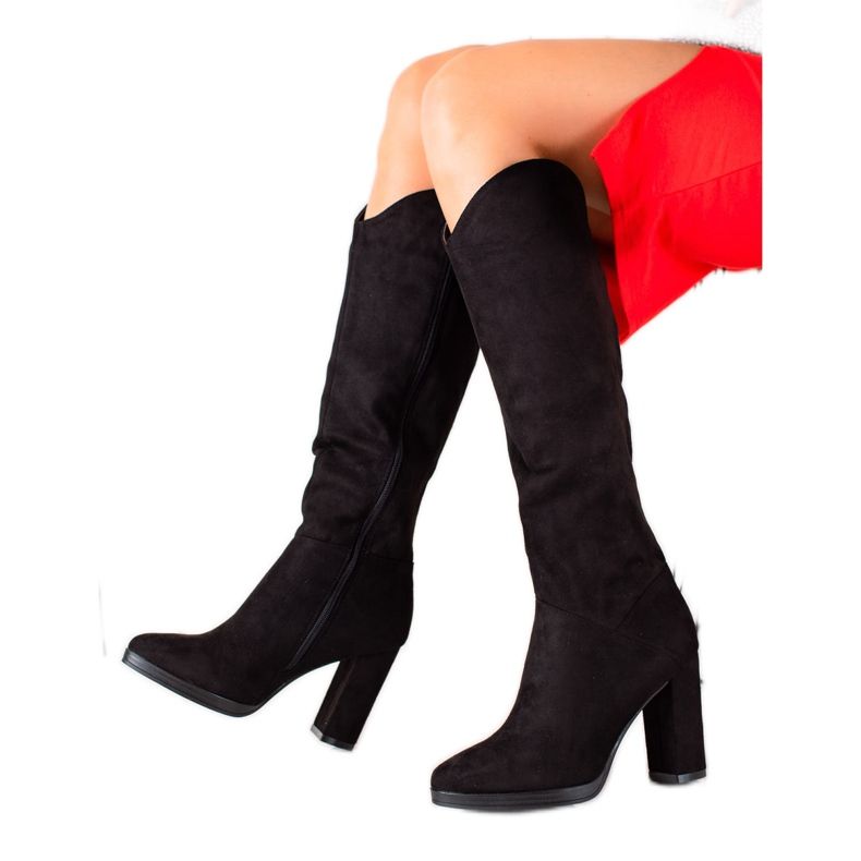 Super Mode Bottines en daim noir le noir