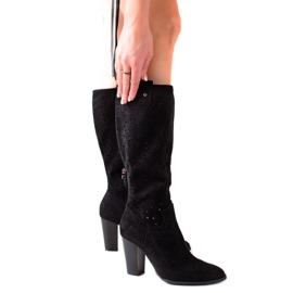 TRENDI Bottes ajourées sur un poteau le noir