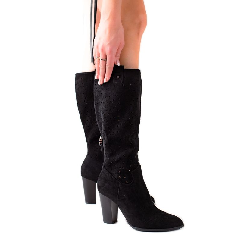 TRENDI Bottes ajourées sur un poteau le noir