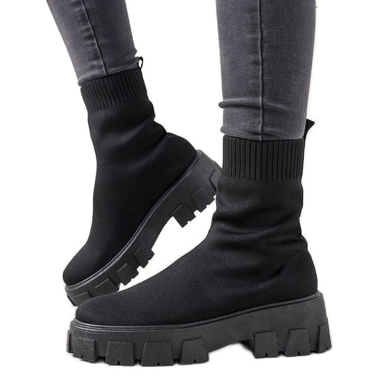 Boots noires sur semelle épaisse Randy le noir