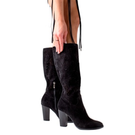 TRENDI Bottes ajourées à la mode noir