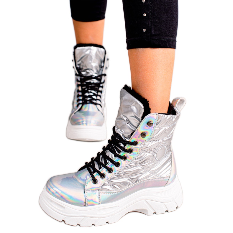 Boots argentées sur la plateforme VINCEZA