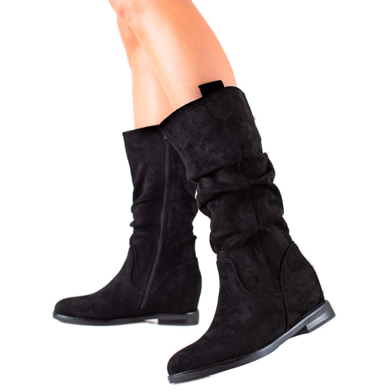 Renda Bottes compensées en daim le noir