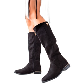 TRENDI Bottes en daim élégantes le noir