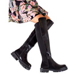Yes Mile Bottes hautes en cuir écologique noir