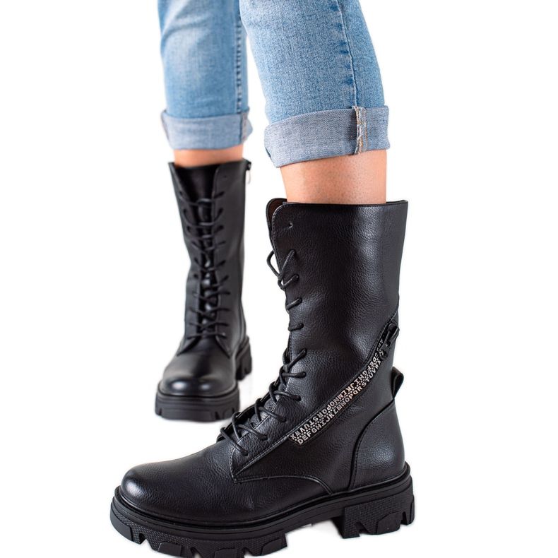 Bottes avec fermeture éclair décorative par Sergio Leone le noir