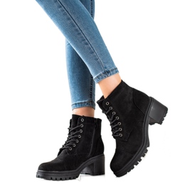 TRENDI Bottes à lacets confortables le noir