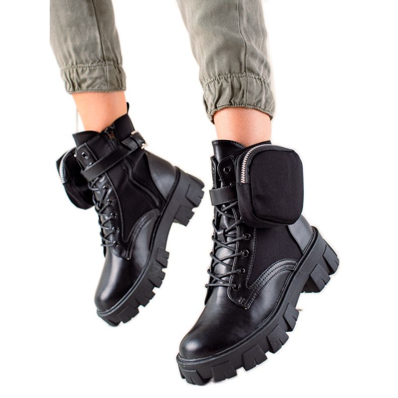Best Shoes Ouvriers avec une poche en daim le noir