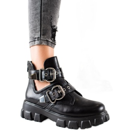 Bestelle Bottes à plateforme avec boucles le noir