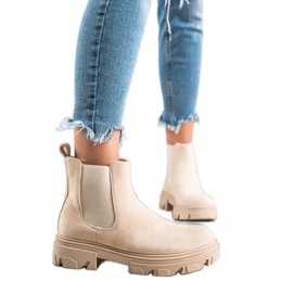 TRENDI Bottines Chelsea en daim sur la plate-forme beige